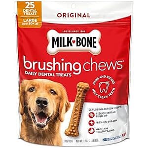 25-Count Milk-Bone Brushing Chews Daily Dental Dog Treats (Large Size) 4 for $32.95 + Free S&H w/ S&S