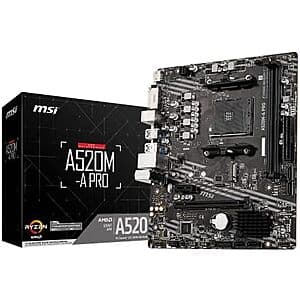 MSI A520M-A PRO V1 AMD AM4 Micro-ATX Gaming Motherboard $25