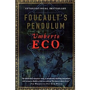 Cover art for Foucault's Pendulum by Umberto Eco, a dense philosophical novel featuring abstract design elements reflecting its complex narrative structure.