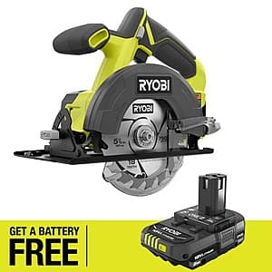 RYOBI ONE+ 18V Cordless 5 1/2" Circular Saw + ONE+ 2.0 Ah Lithium-Ion Battery $69 + Free Shipping