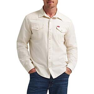 Wrangler Men's Slim Fit Long Sleeve Woven Twill Denim Shirt (Size XXL or XXXL) $7.95