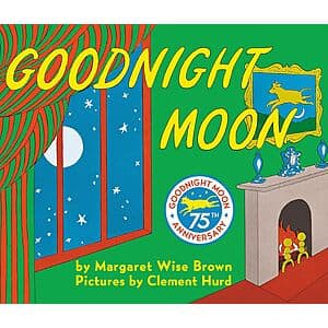 Goodnight Moon board book cover featuring a little bunny and nighttime illustration.