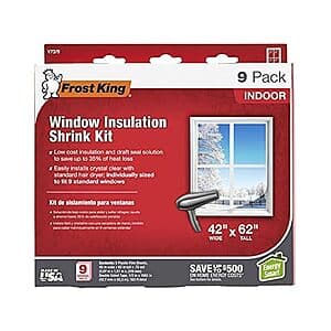 9-Pk Frost King V73/9H Indoor Shrink Window Kit (42" - 62") $5 + Free S&H w/ Prime