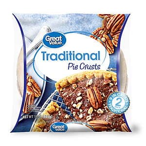 2-Ct Great Value Frozen Traditional 9" Pie Crusts & Pans (15-Oz) $1.25