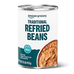 Prime Members: 16-Oz Amazon Grocery Canned Traditional Refried Beans 4 for $2.80 w/ S&S + Free S&H