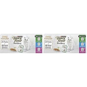 48-ct (2x 24-pk) 2.8-oz Purina Fancy Feast Petites Wet Cat Food Tubs (Variety) $26.50