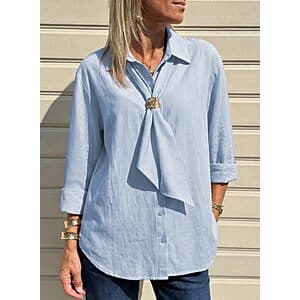 Astylish Women's Long Sleeve Button Up Blouse (Various) $5
