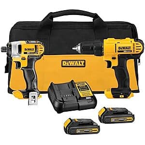 DeWALT 20V MAX Cordless Drill + Impact Driver Combo Kit $139 + Free S&H