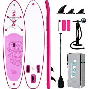 FunWater Inflatable Stand Up Paddle Board w/ Accessories (Pink or Yellow/Green) $85 + Free S&H