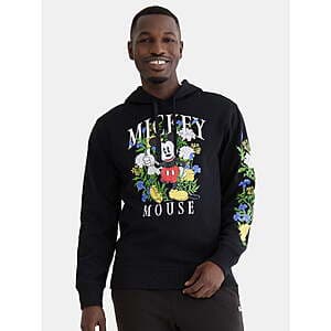 Disney Men's Floral Mickey Mouse Graphic Hoodie (Black) $8.95