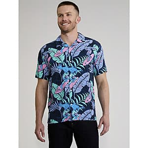 Batman Men's Floral Graphic Button-Up Resort Shirt (Navy) $6.95