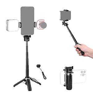 Neewer 3-in-1 Selfie Stick Tripod Stand w/ Detachable Bluetooth Remote $8