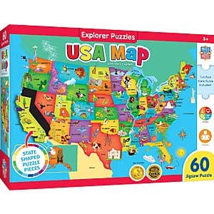 60-Piece MasterPieces Educational USA Map Jigsaw Puzzle (16.5" x 12.75") $6