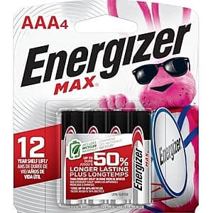 4-pk Energizer MAX AAA Batteries $2.30