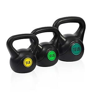 BalanceFrom Wide Grip Kettlebell Sets (Black) 30lb Set (5lbs. + 10lbs. + 15lbs) $15 & More