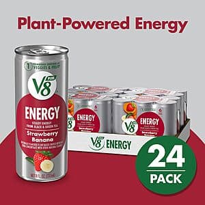 24-Count 8-Oz V8 +Energy Strawberry Banana Juice Energy Drinks $12 w/ Subscribe & Save