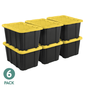6-Pk 27-Gal Sterilite Large Storage Bins (Black/Yellow) $48 + Free S&H