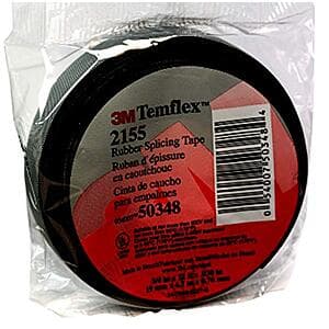 3M Temflex rubber splicing tape roll, 3/4 inch wide by 22 feet long, black electrical tape.