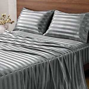 4-pc BEDELITE Queen Jacquard Striped Satin Sheet Set (various) from $11.95