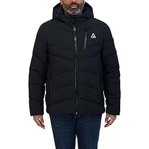 Reebok Men's Stretch Puffer Coat (Black or Tan) from $17.10
