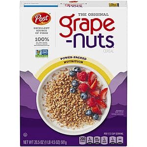 20.5-Oz Post Grape Nuts Breakfast Cereal $1.90 w/ Subscribe & Save