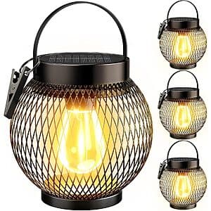 Prime Members: 4-Pk TuyLuxe Solar Hanging Metal Outdoor Lanterns $23.40 + Free S&H