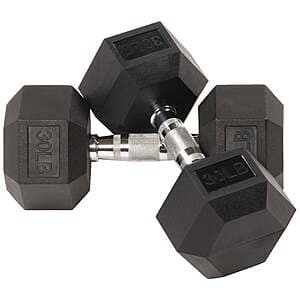 30-Lb Pair BalanceFrom Rubber Encased Hex Dumbbells $52.50 + Free S&H