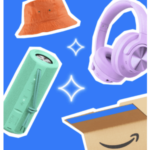 Amazon Prime membership logo and branding with icons representing streaming, delivery, and Grubhub+ benefits.