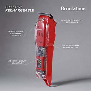Brookstone Men's Cordless Rechargeable T-Blade Electric Trimmer $14.45