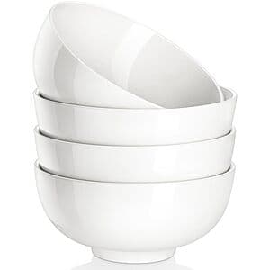 4-Pk 26-Oz MALACASA White Porcelain Soup Bowls $11.20