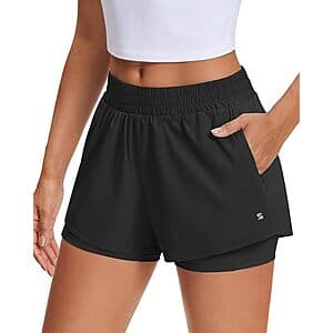 Stelle Women's 2-in-1 Running Shorts w/ Zipper Pockets from $9.50
