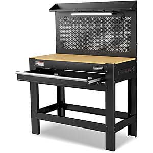 45" WORKPRO Heavy-Duty Workbench w/ Pegboard, Power Outlets & Light $229.50 + Free S&H