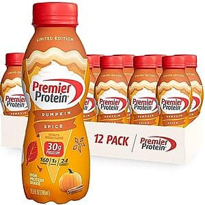 12-Pack 11.5-Oz Premier Protein Shake Limited Edition (Pumpkin Spice) $14.25 w/ S&S + Free Shipping w/ Prime or on $35+