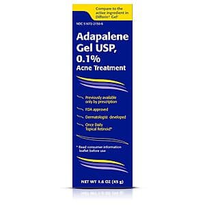 Adapalene retinoid 1.6oz tube with packaging and branding visible.