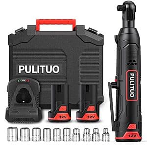 Pulituo 3/8" 12V Cordless Electric Ratchet Tool Kit w/ 2-Pack Batteries $20 + Free Shipping