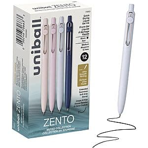 12-Ct uniball Zento 0.7mm Medium Point Gel Pens (Black Ink) $10.15 w/ S&S
