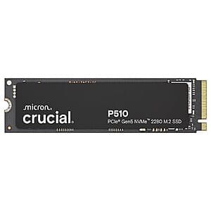 Prime Members: 2TB Crucial P510 Gen5 PCIe 5.0 M.2 2280 NVMe Internal SSD $133 + Free Shipping