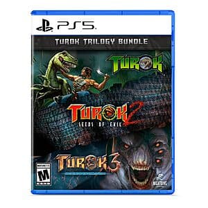 Turok Trilogy Bundle case for PlayStation 5 with game title and cover art displayed.