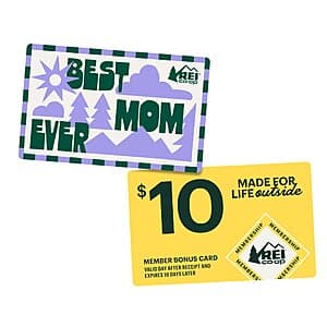 REI Co-op Members: Purchase $100+ in REI Gift Card & Earn $10 Bonus Card $100