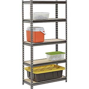 5-Shelf Muscle Rack Steel Freestanding Shelves (30"W x 12"D x 60"H, Silver) $49 + Free Shipping