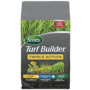Turf Builder Triple Action1 11.31 lbs. 4,000 sq. ft.  WITH FREE Turf Builder 20 lbs. Covers Up to 8,889 sq. ft $34.97 Home Depot