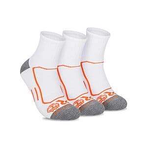 3-Pair Timberland PRO Men's Moisture Wicking Technology Quarter Size Socks (White) $7.70