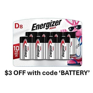 8-Pack Energizer Max D Alkaline Battery Pack $7 + Free S/H w/ Amazon Prime