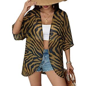 Chunoy Women's Open Front Semi-Sheer Kimono Cover Up from $3.50