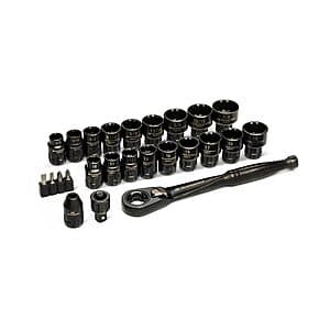 25-Pc GEARWRENCH 3/8" Drive Pass Through Ratchet & Socket Set $32