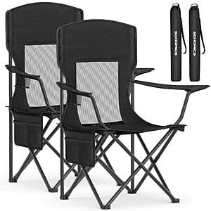 2-Pk SONGMICS Breathable Camping Chairs (Black or Blue) $33.55