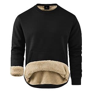 ZITY Men's Sherpa Fleece-Lined Crew Neck Sweatshirt w/ Kangaroo Pocket $19.45 + Free S&H