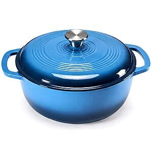 6-quart DUMOS enameled cast iron Dutch oven pot with matching lid, heavy-duty construction for even heat distribution.