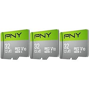 3-Pk 32GB PNY Class 10 U1 microSDHC Flash Memory Card $25