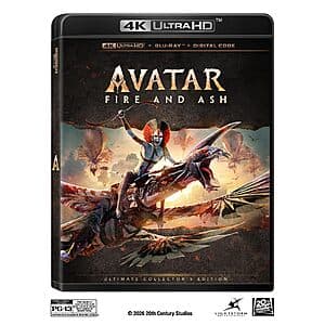 Avatar: Fire And Ash (4K Ultra HD + Blu-ray + Digital Copy) $25